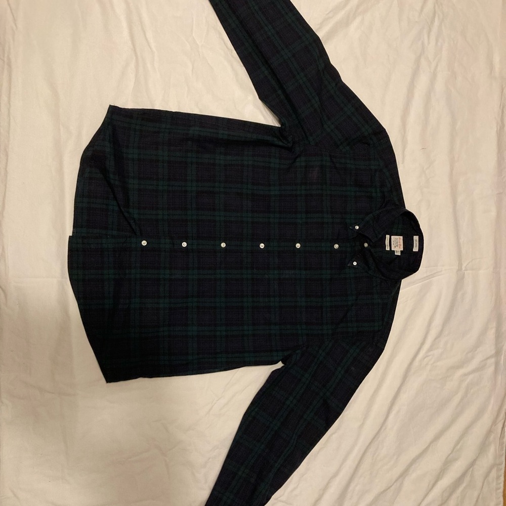 J. Crew Dark Green and Navy Plaid Button-Down Shirt